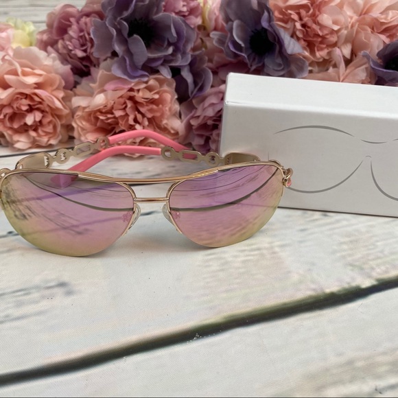 Fenchi Classic Pink Mirrored Aviator Sunglasses - Picture 5 of 16